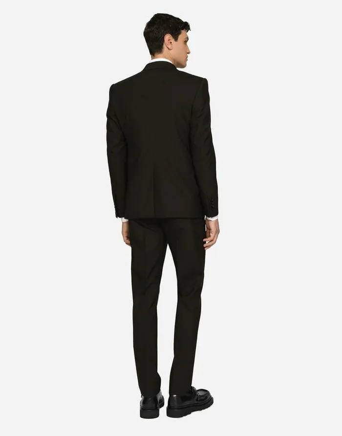 Dolce and Gabbana Suits And Blazers Men Doublebreasted Stretch Wool Siciliafit Suit Black Dolce and Gabbana Suits And Blazers Men Doublebreasted Stretch Wool Siciliafit Suit Black