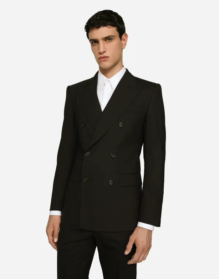 Dolce and Gabbana Suits And Blazers Men Doublebreasted Stretch Wool Siciliafit Suit Black Dolce and Gabbana Suits And Blazers Men Doublebreasted Stretch Wool Siciliafit Suit Black