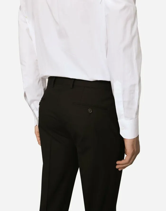 Dolce and Gabbana Suits And Blazers Men Doublebreasted Stretch Wool Siciliafit Suit Black Dolce and Gabbana Suits And Blazers Men Doublebreasted Stretch Wool Siciliafit Suit Black