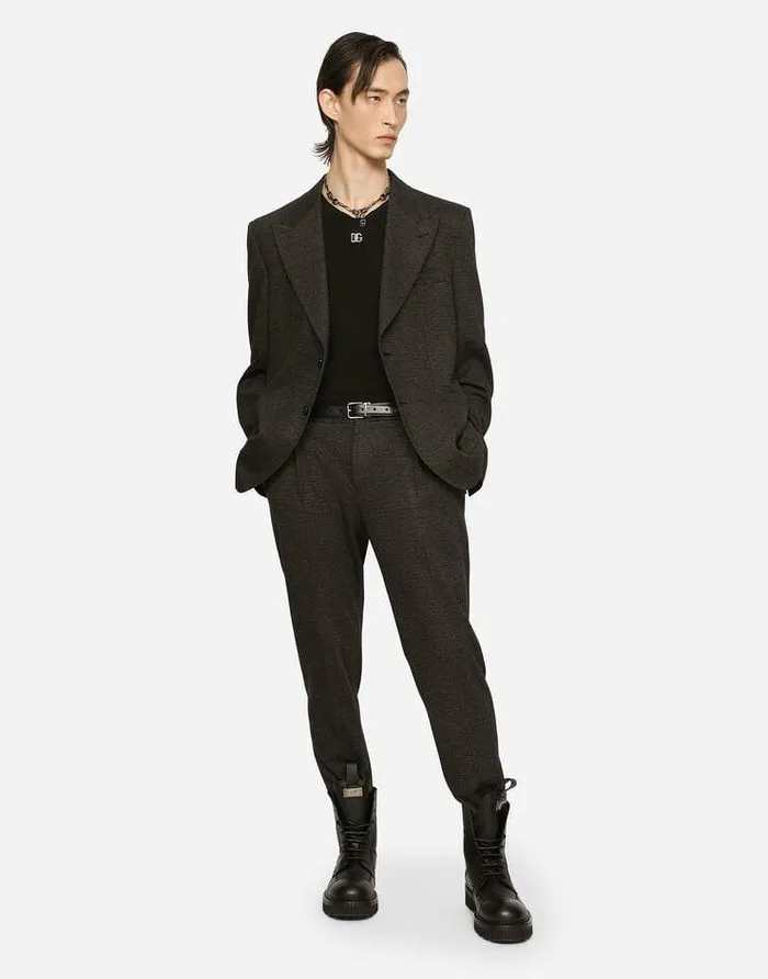 Dolce and Gabbana Suits And Blazers Men Glen Plaid Stretch Jersey Jacket Multicolor Dolce and Gabbana Suits And Blazers Men Glen Plaid Stretch Jersey Jacket Multicolor