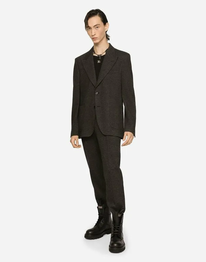 Dolce and Gabbana Suits And Blazers Men Glen Plaid Stretch Jersey Jacket Multicolor Dolce and Gabbana Suits And Blazers Men Glen Plaid Stretch Jersey Jacket Multicolor