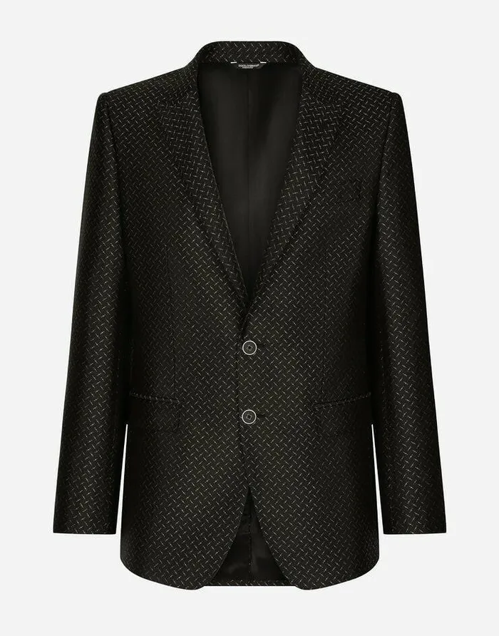 Dolce and Gabbana Suits And Blazers Men Lurex Jacquard Martinifit Suit Multicolor