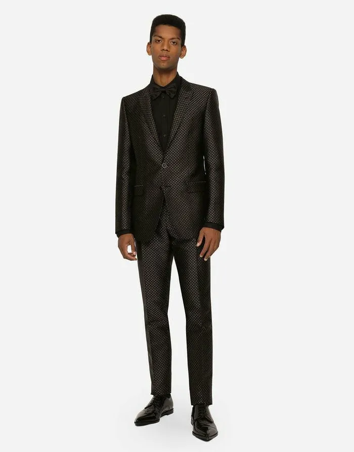 Dolce and Gabbana Suits And Blazers Men Lurex Jacquard Martinifit Suit Multicolor Dolce and Gabbana Suits And Blazers Men Lurex Jacquard Martinifit Suit Multicolor