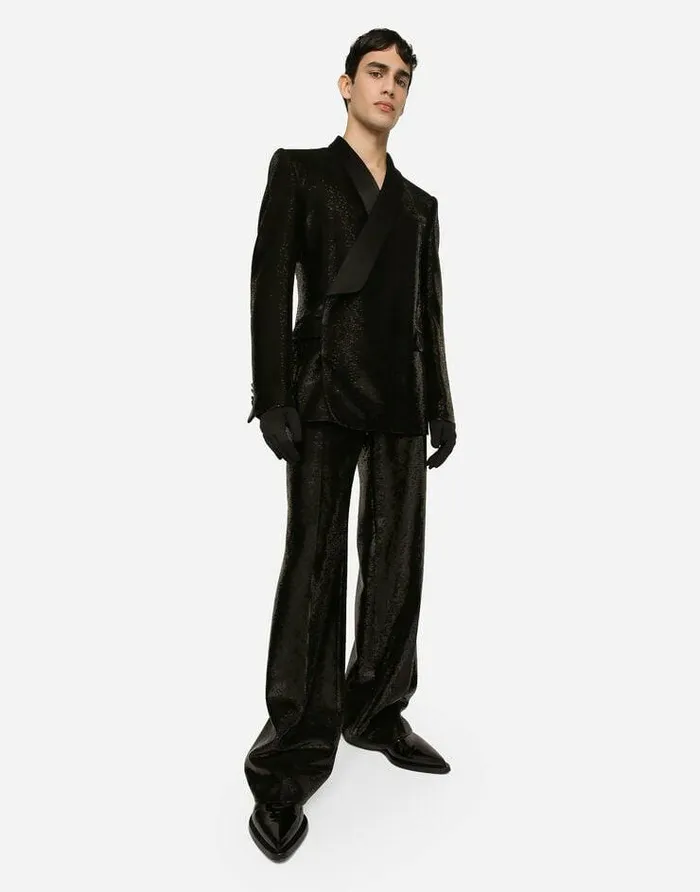 Dolce and Gabbana Suits And Blazers Men Sequined Doublebreasted Siciliafit Tuxedo Jacket Black Dolce and Gabbana Suits And Blazers Men Sequined Doublebreasted Siciliafit Tuxedo Jacket Black