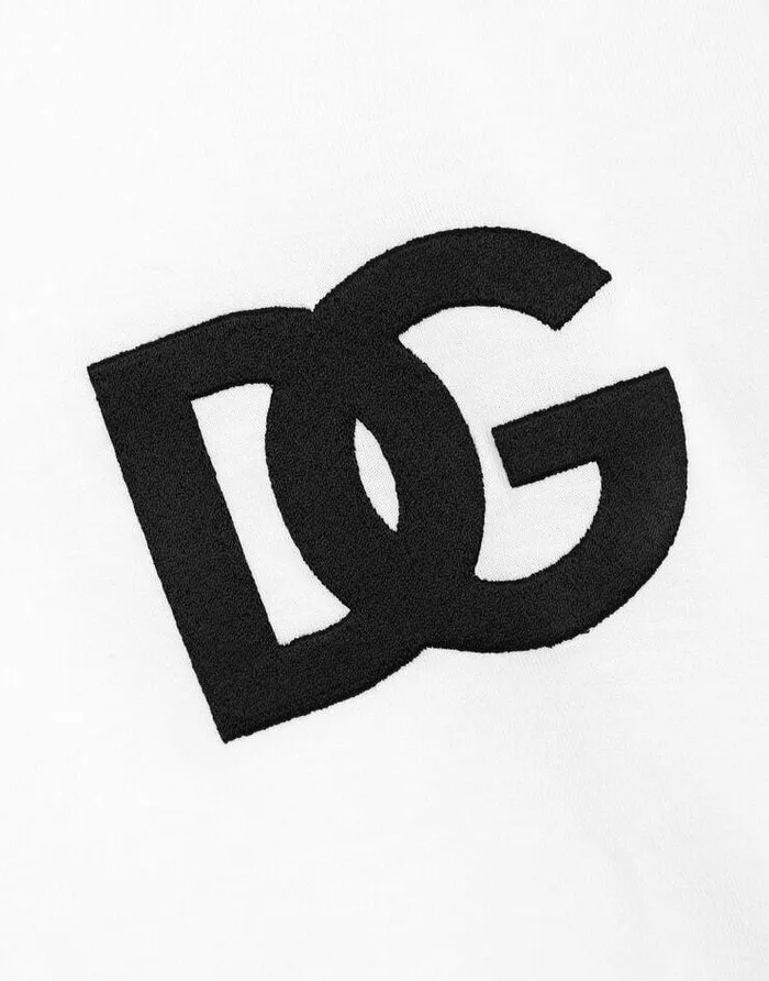 Dolce and Gabbana TShirts And Polos Men Cotton Roundneck Tshirt With DG Embroidery White Dolce and Gabbana TShirts And Polos Men Cotton Roundneck Tshirt With DG Embroidery White