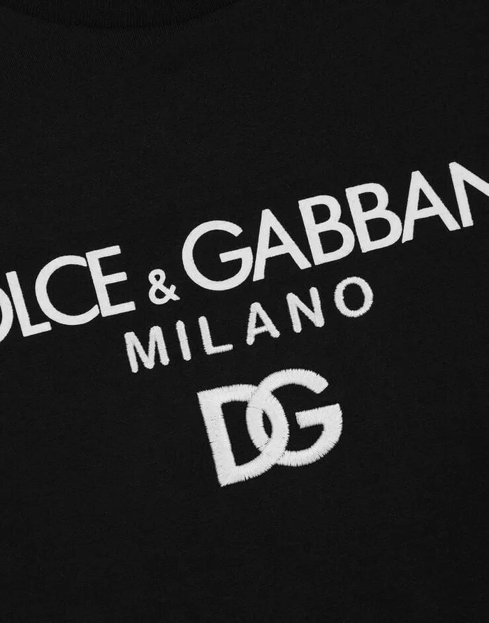 Dolce and Gabbana TShirts And Polos Men Cotton Tshirt With DG Embroidery Black Dolce and Gabbana TShirts And Polos Men Cotton Tshirt With DG Embroidery Black