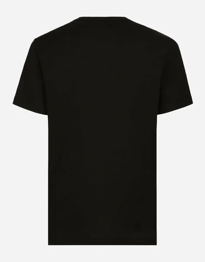 Dolce and Gabbana TShirts And Polos Men Cotton Tshirt With Heraldic Patch Black Dolce and Gabbana TShirts And Polos Men Cotton Tshirt With Heraldic Patch Black