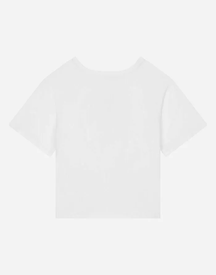 Dolce and Gabbana TShirts And Sweatshirts Children Jersey Tshirt With Carrettodesign DG Patch And Knot Detail White