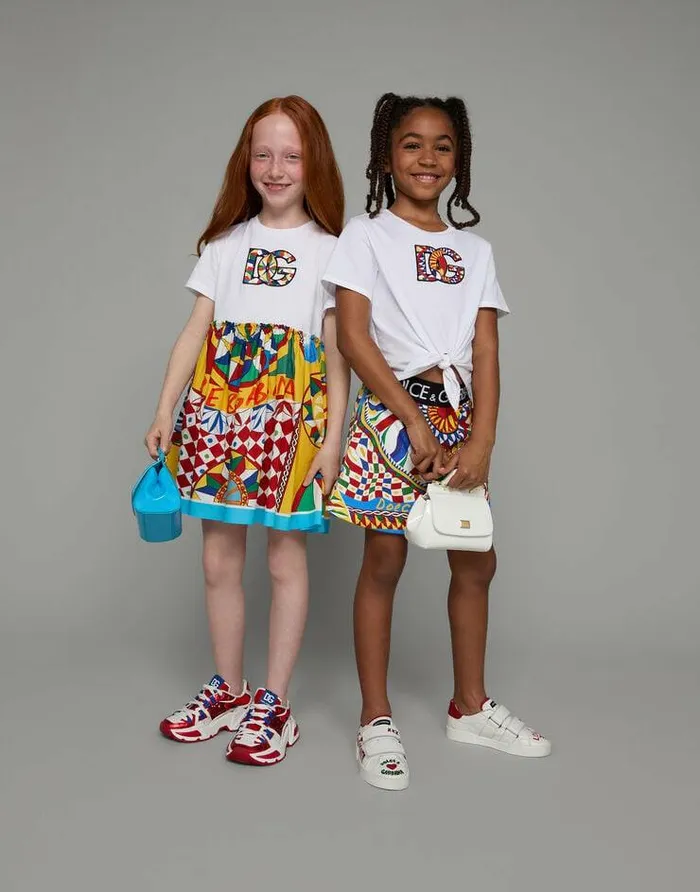Dolce and Gabbana TShirts And Sweatshirts Children Jersey Tshirt With Carrettodesign DG Patch And Knot Detail White