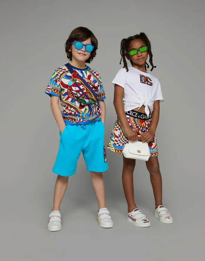 Dolce and Gabbana TShirts And Sweatshirts Children Jersey Tshirt With Carrettodesign DG Patch And Knot Detail White