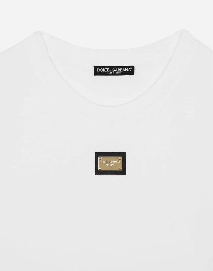 Dolce and Gabbana TShirts And Sweatshirts Women Jersey Tshirt With DG Logo Tag White Dolce and Gabbana TShirts And Sweatshirts Women Jersey Tshirt With DG Logo Tag White