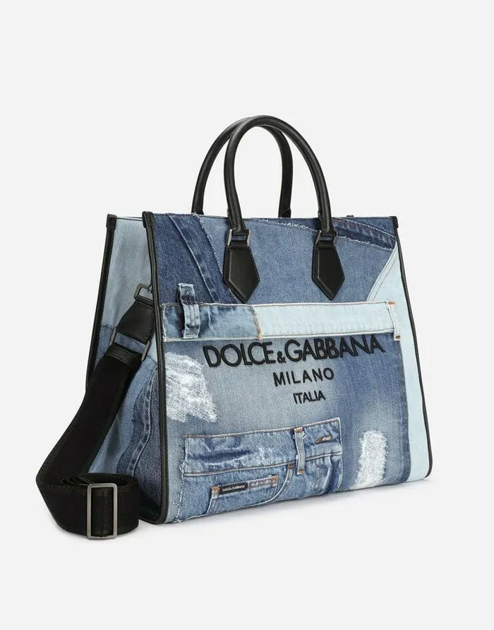 Dolce and Gabbana Totes WomenMen Large Denim Patchwork Shopper Multicolor Dolce and Gabbana Totes WomenMen Large Denim Patchwork Shopper Multicolor