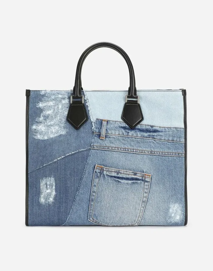 Dolce and Gabbana Totes WomenMen Large Denim Patchwork Shopper Multicolor Dolce and Gabbana Totes WomenMen Large Denim Patchwork Shopper Multicolor