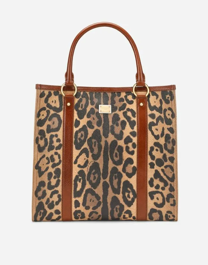 Dolce and Gabbana Totes WomenMen Leopardprint Crespo Shopper With Branded Plate Multicolor Dolce and Gabbana Totes WomenMen Leopardprint Crespo Shopper With Branded Plate Multicolor