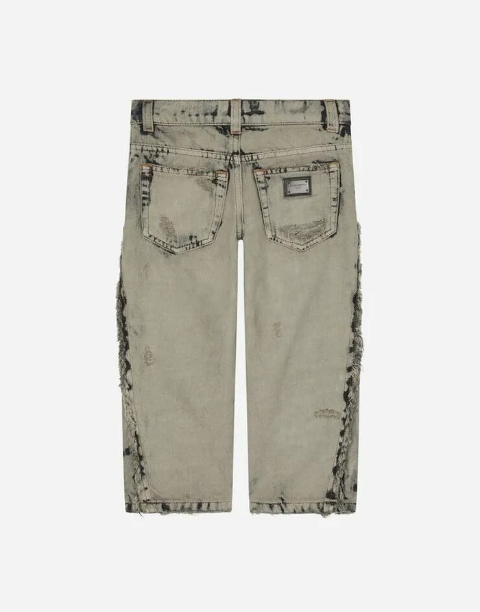 Dolce and Gabbana Trousers And Shorts Children Overdyed Washed Denim Jeans Multicolor Dolce and Gabbana Trousers And Shorts Children Overdyed Washed Denim Jeans Multicolor