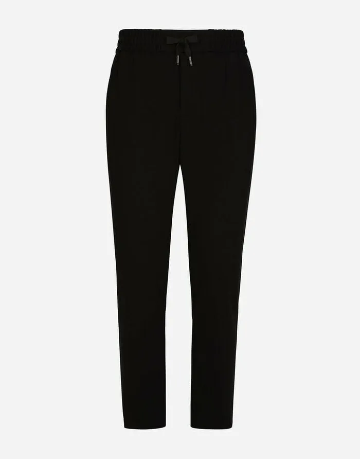 Dolce and Gabbana Trousers And Shorts Men Jersey Jogging Pants With DG Patch Black Dolce and Gabbana Trousers And Shorts Men Jersey Jogging Pants With DG Patch Black