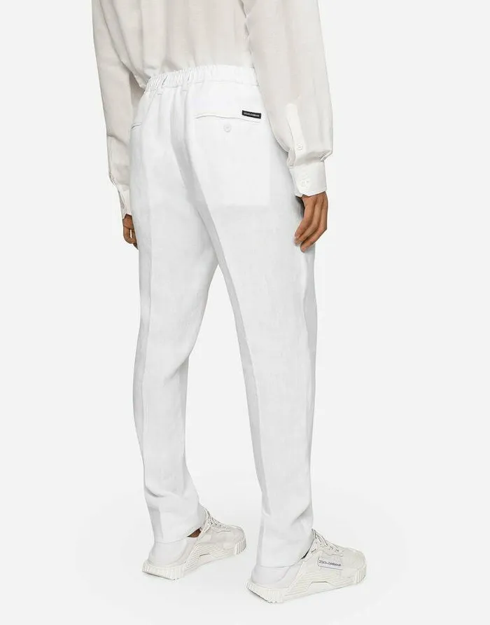 Dolce and Gabbana Trousers And Shorts Men Linen Pants White Dolce and Gabbana Trousers And Shorts Men Linen Pants White