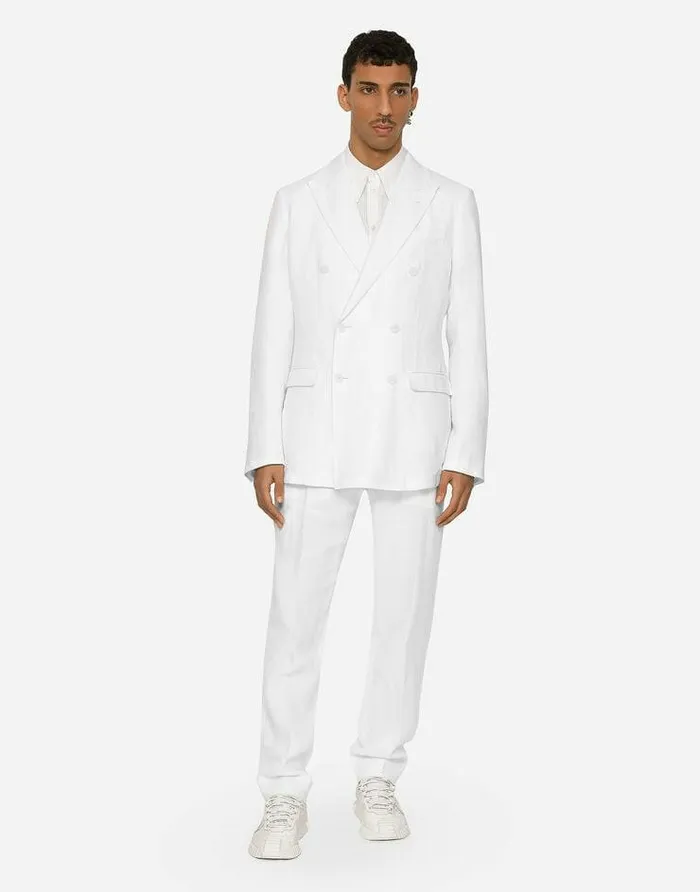 Dolce and Gabbana Trousers And Shorts Men Linen Pants White Dolce and Gabbana Trousers And Shorts Men Linen Pants White