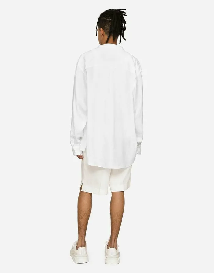 Dolce and Gabbana Trousers And Shorts Men Linen Shorts White Dolce and Gabbana Trousers And Shorts Men Linen Shorts White