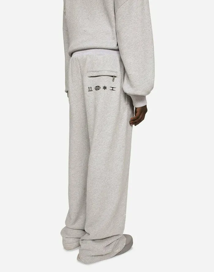 Dolce and Gabbana Trousers And Shorts Men Printed Jogging Pants With Small Abrasions Grey
