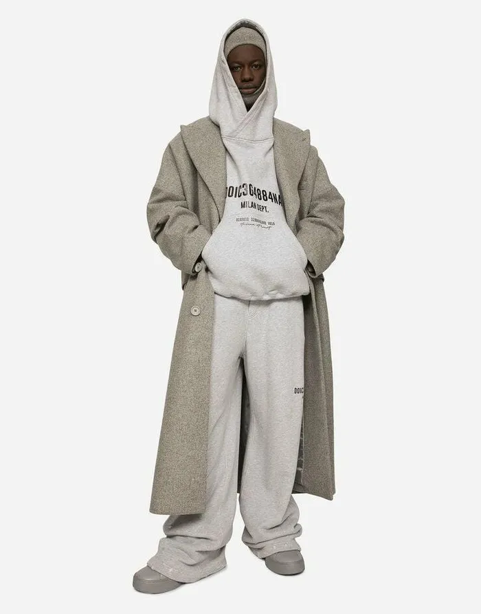 Dolce and Gabbana Trousers And Shorts Men Printed Jogging Pants With Small Abrasions Grey