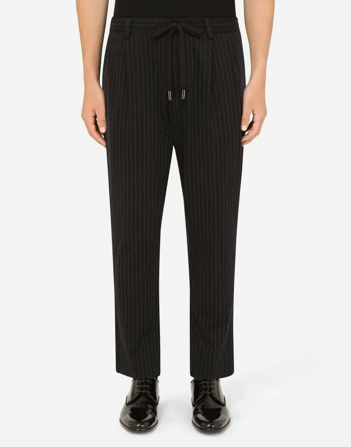Dolce and Gabbana Trousers And Shorts Men Stretch Pinstripe Wool Jogging Pants Multicolor Dolce and Gabbana Trousers And Shorts Men Stretch Pinstripe Wool Jogging Pants Multicolor