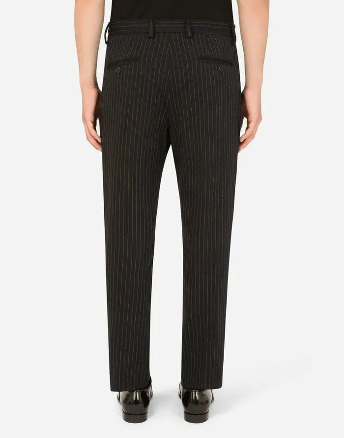 Dolce and Gabbana Trousers And Shorts Men Stretch Pinstripe Wool Jogging Pants Multicolor Dolce and Gabbana Trousers And Shorts Men Stretch Pinstripe Wool Jogging Pants Multicolor