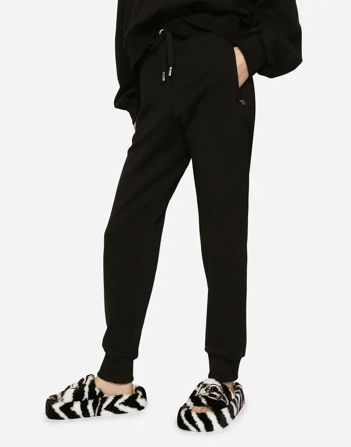 Dolce and Gabbana Trousers And Shorts Women Jersey Jogging Pants With Embossed Logo Black Dolce and Gabbana Trousers And Shorts Women Jersey Jogging Pants With Embossed Logo Black