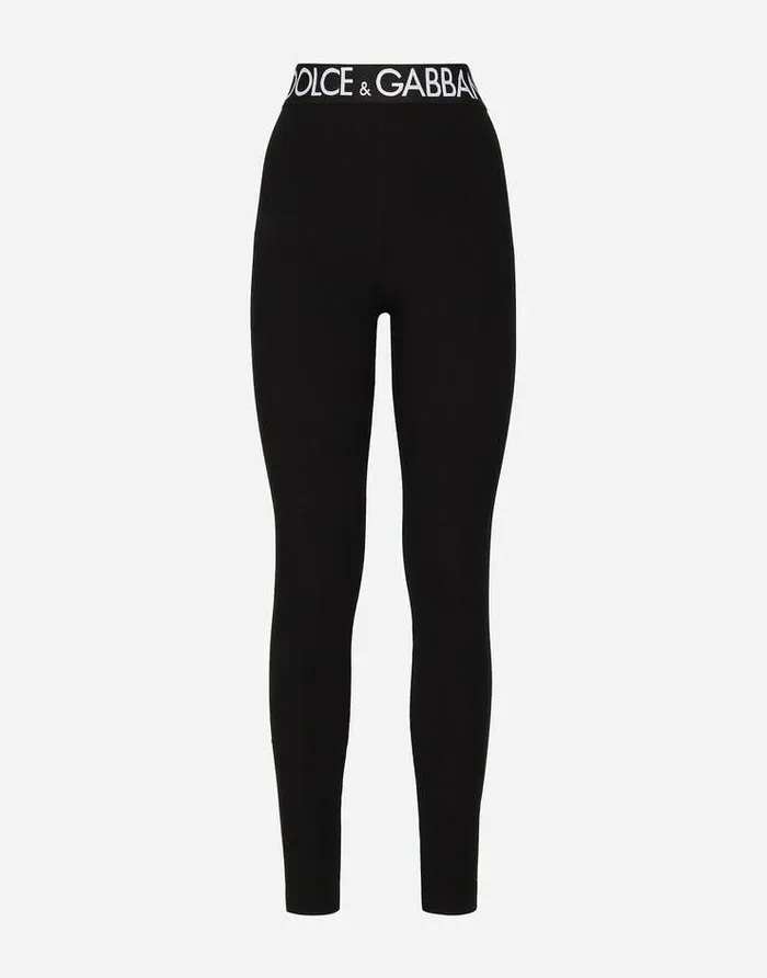 Dolce and Gabbana Trousers And Shorts Women Jersey Leggings With Branded Elastic Black Dolce and Gabbana Trousers And Shorts Women Jersey Leggings With Branded Elastic Black