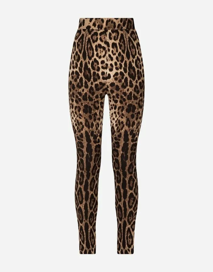 Dolce and Gabbana Trousers And Shorts Women Leggings In Charmeuse With Leopard Print Multicolor Dolce and Gabbana Trousers And Shorts Women Leggings In Charmeuse With Leopard Print Multicolor