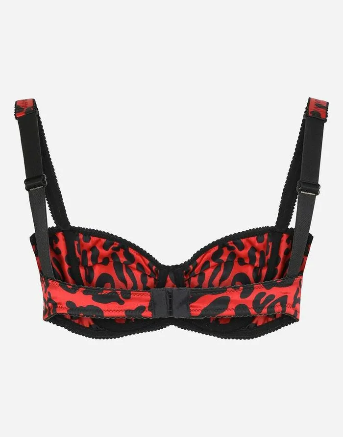 Dolce and Gabbana Underwear Women Leopardprint Satin Balconette Bra Multicolor Dolce and Gabbana Underwear Women Leopardprint Satin Balconette Bra Multicolor