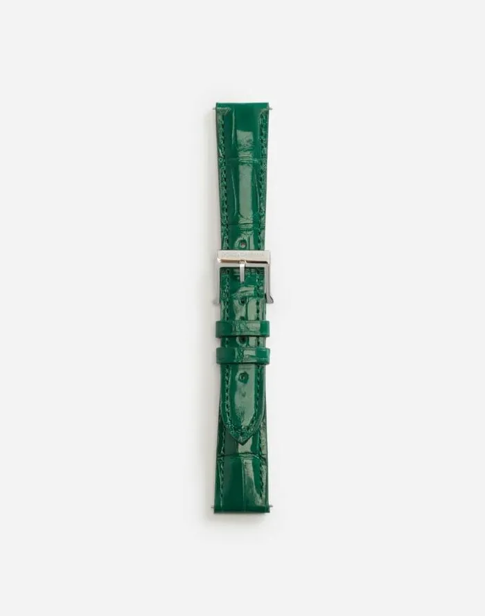 Dolce and Gabbana WatchesandStraps Women Alligator Strap With Buckle And Hook In Steel Dark Green Dolce and Gabbana WatchesandStraps Women Alligator Strap With Buckle And Hook In Steel Dark Green