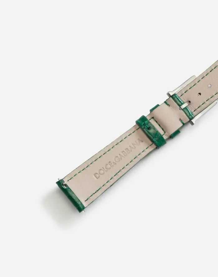 Dolce and Gabbana WatchesandStraps Women Alligator Strap With Buckle And Hook In Steel Dark Green Dolce and Gabbana WatchesandStraps Women Alligator Strap With Buckle And Hook In Steel Dark Green