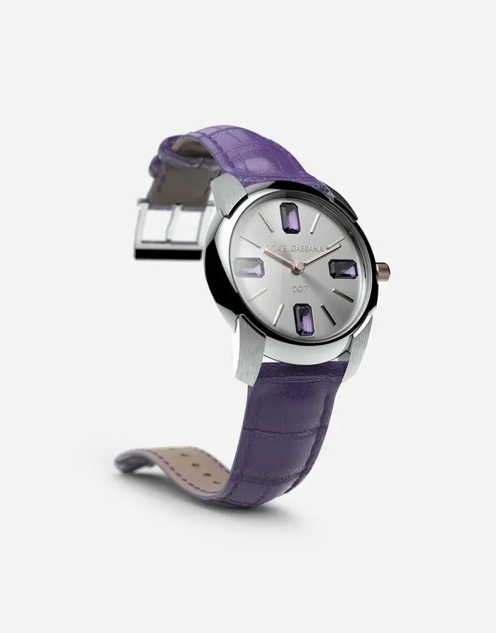 Dolce and Gabbana WatchesandStraps Women Watch With Alligator Strap Purple Dolce and Gabbana WatchesandStraps Women Watch With Alligator Strap Purple