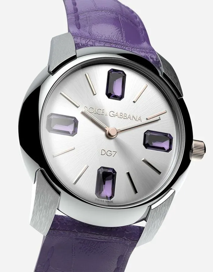 Dolce and Gabbana WatchesandStraps Women Watch With Alligator Strap Purple Dolce and Gabbana WatchesandStraps Women Watch With Alligator Strap Purple