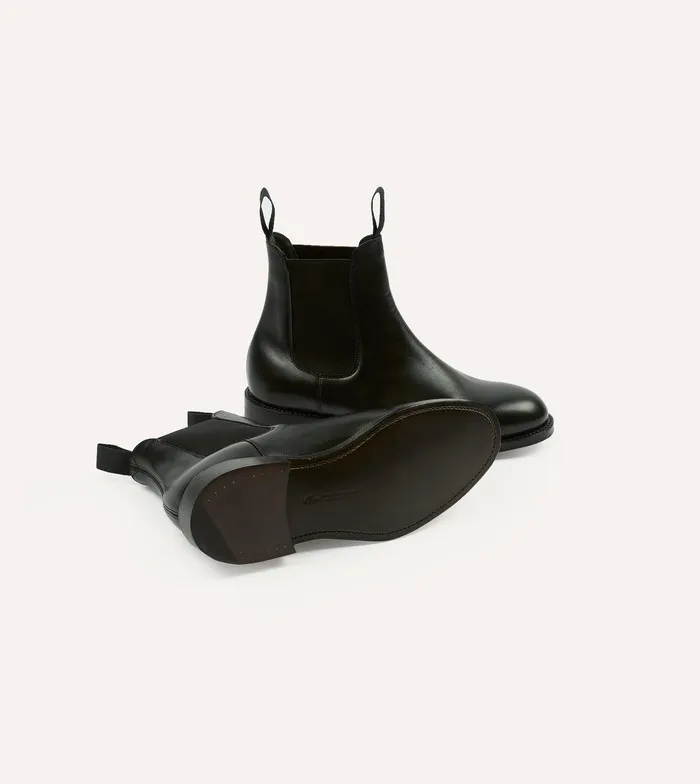 Drake039s Black Calf Leather Hancock Goodyear Welted Chelsea Boot 8211 Footwear