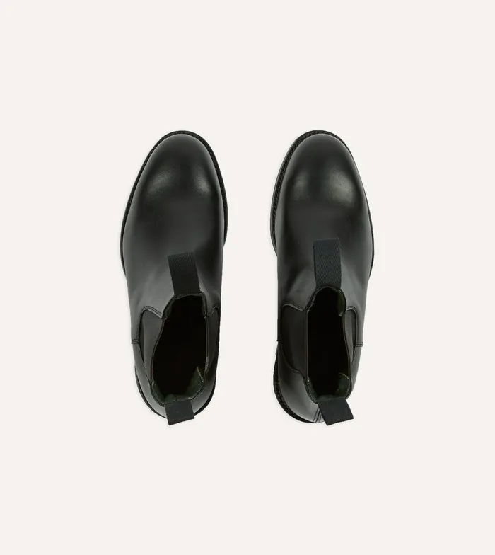 Drake039s Black Calf Leather Hancock Goodyear Welted Chelsea Boot 8211 Footwear