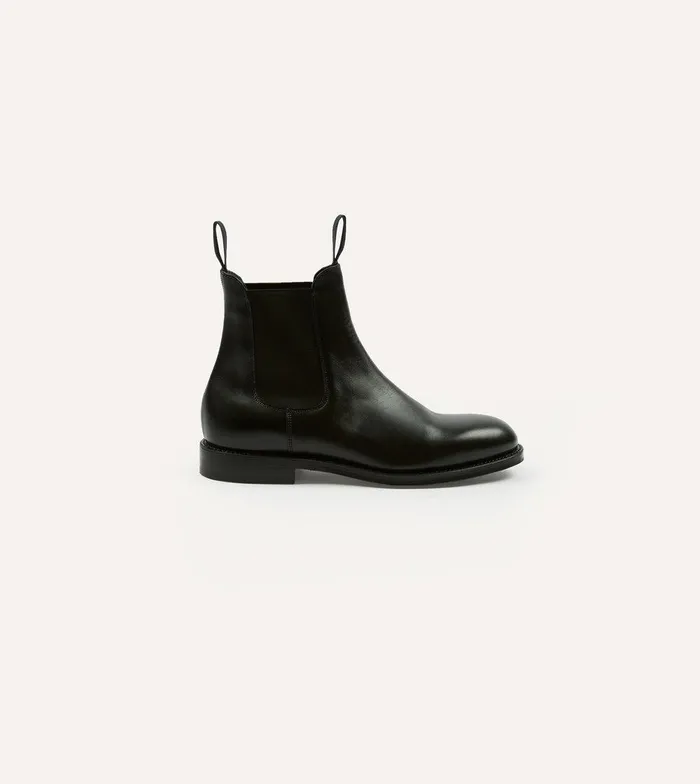 Drake039s Black Calf Leather Hancock Goodyear Welted Chelsea Boot 8211 Footwear