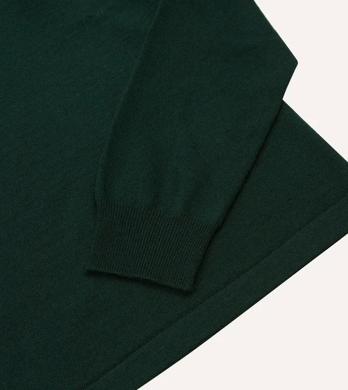 Drake039s Green Merino Wool Knitted Rugby Shirt 8211 ClothingShirts