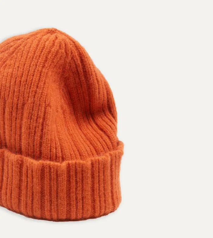Drake039s Orange Angora Lambswool Ribbed Knit Cap 8211 Accessories