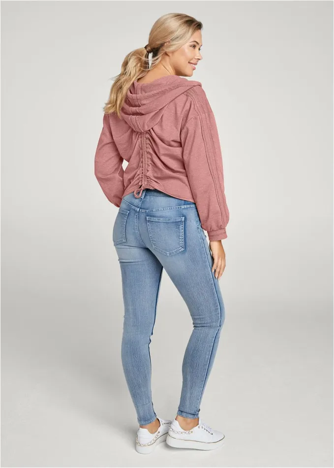 DRAWSTRING DETAIL HOODIE Light Pink Women VENUS Sweatshirts and Hoodies