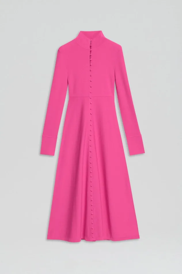 Dresses Women Scanlan Theodore CREPE KNIT BUTTON POLO DRESS Fuchsia Dresses Women Scanlan Theodore CREPE KNIT BUTTON POLO DRESS Fuchsia