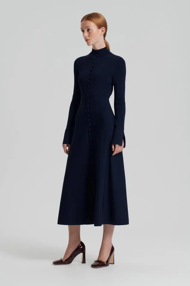 Dresses Women Scanlan Theodore CREPE KNIT BUTTON POLO DRESS Navy Dresses Women Scanlan Theodore CREPE KNIT BUTTON POLO DRESS Navy