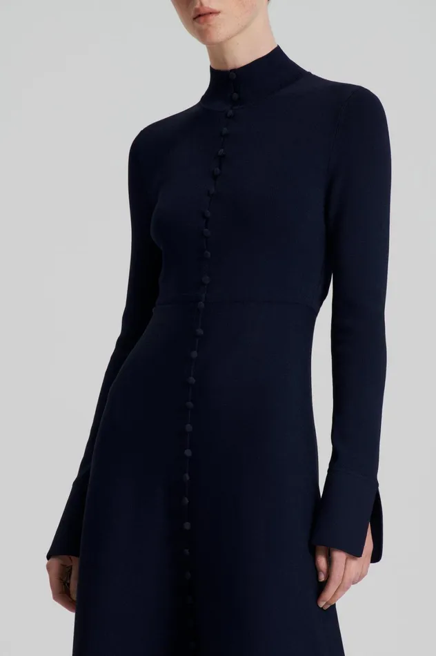 Dresses Women Scanlan Theodore CREPE KNIT BUTTON POLO DRESS Navy Dresses Women Scanlan Theodore CREPE KNIT BUTTON POLO DRESS Navy