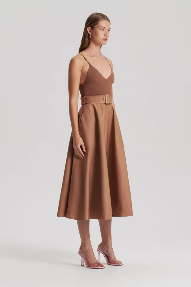 Dresses Women Scanlan Theodore CREPE KNIT CAMISOLE COTTON DRESS Almond Dresses Women Scanlan Theodore CREPE KNIT CAMISOLE COTTON DRESS Almond