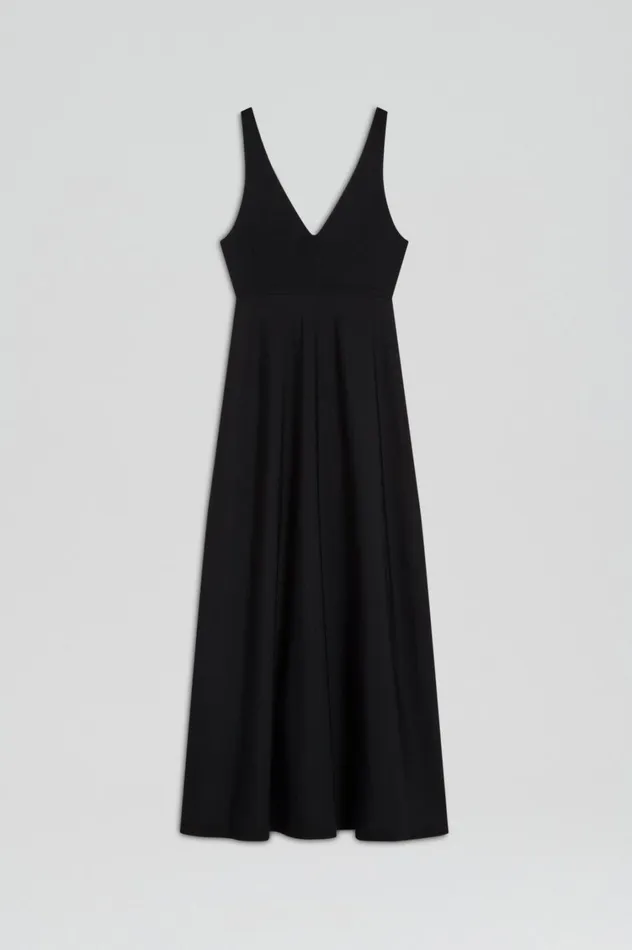 Dresses Women Scanlan Theodore CREPE KNIT V NECK DRESS Black