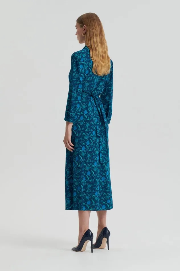Dresses Women Scanlan Theodore SILK BOTANICAL DRESS Navy