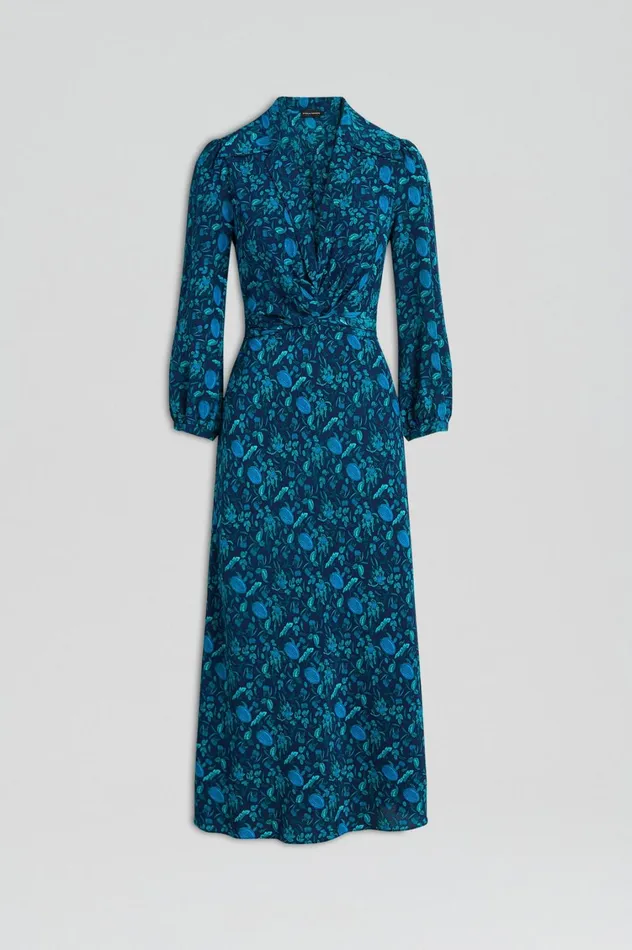 Dresses Women Scanlan Theodore SILK BOTANICAL DRESS Navy