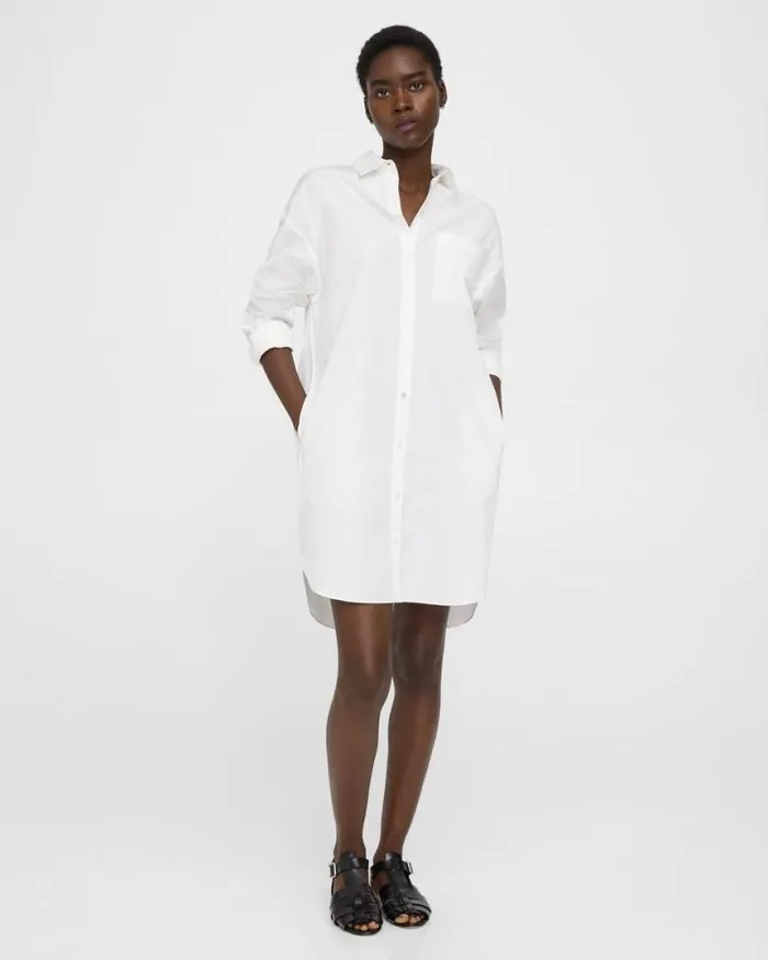 Dresses Women Theory Oversized Shirt Dress In Cotton White Dresses Women Theory Oversized Shirt Dress In Cotton White