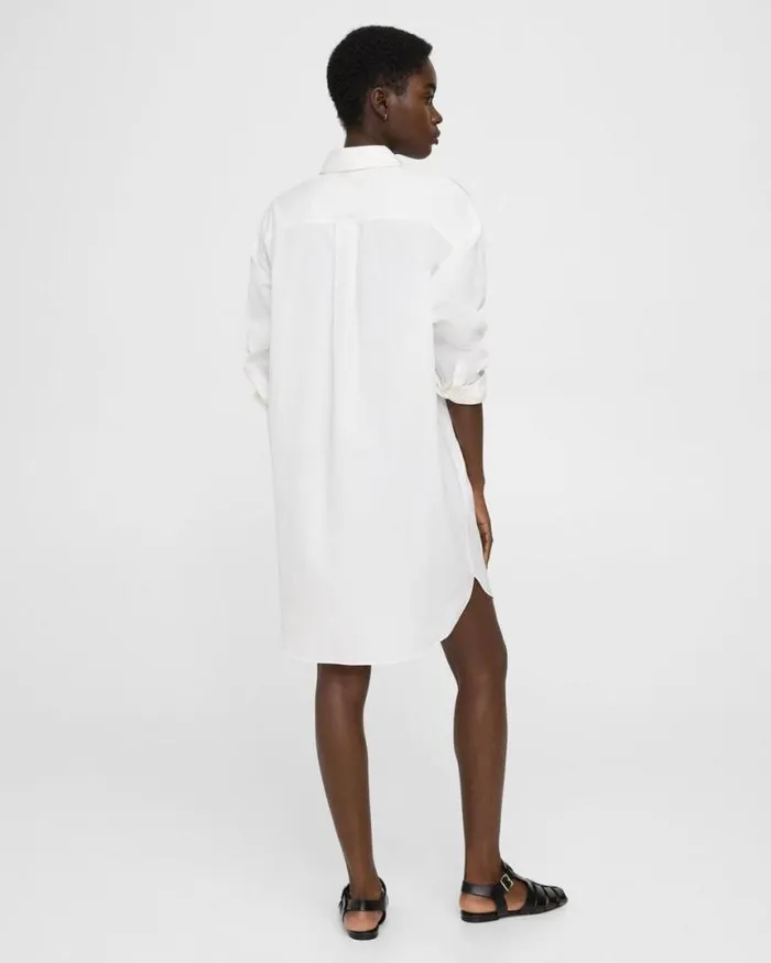 Dresses Women Theory Oversized Shirt Dress In Cotton White Dresses Women Theory Oversized Shirt Dress In Cotton White